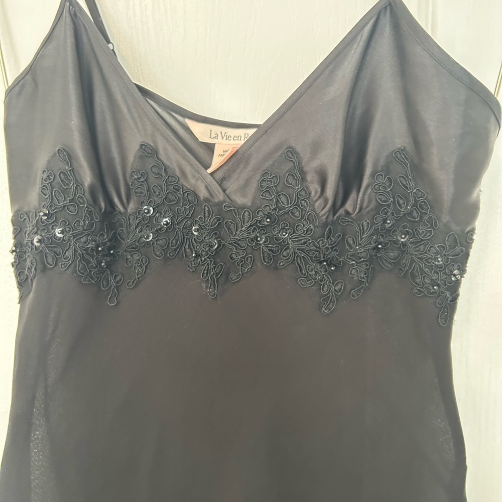La Vie En Rose Black Slip Dress - Picture 4 of 9
